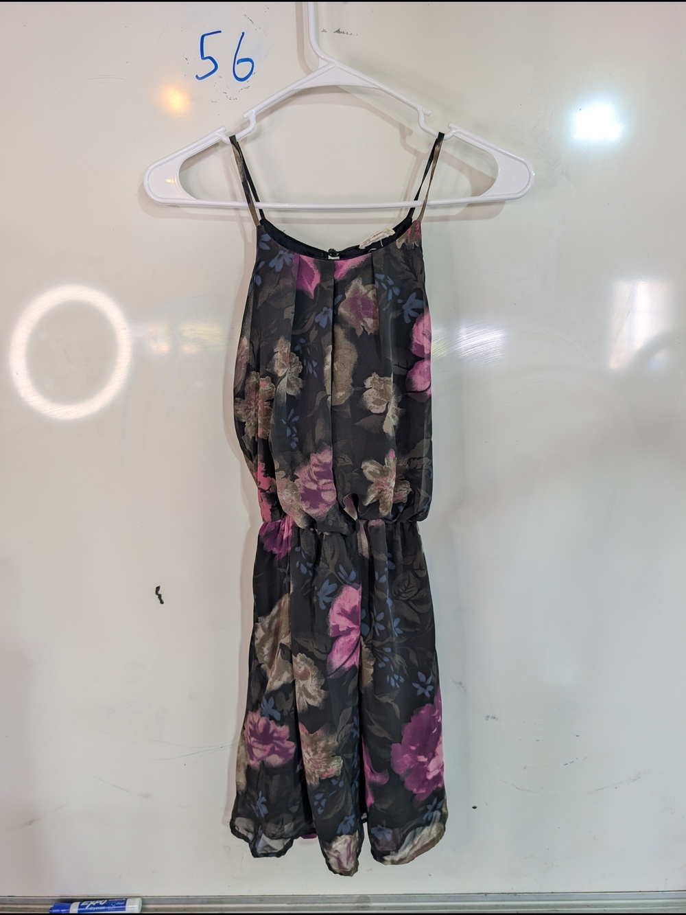 Sleeveless Floral Midi Dress in Black and Purple